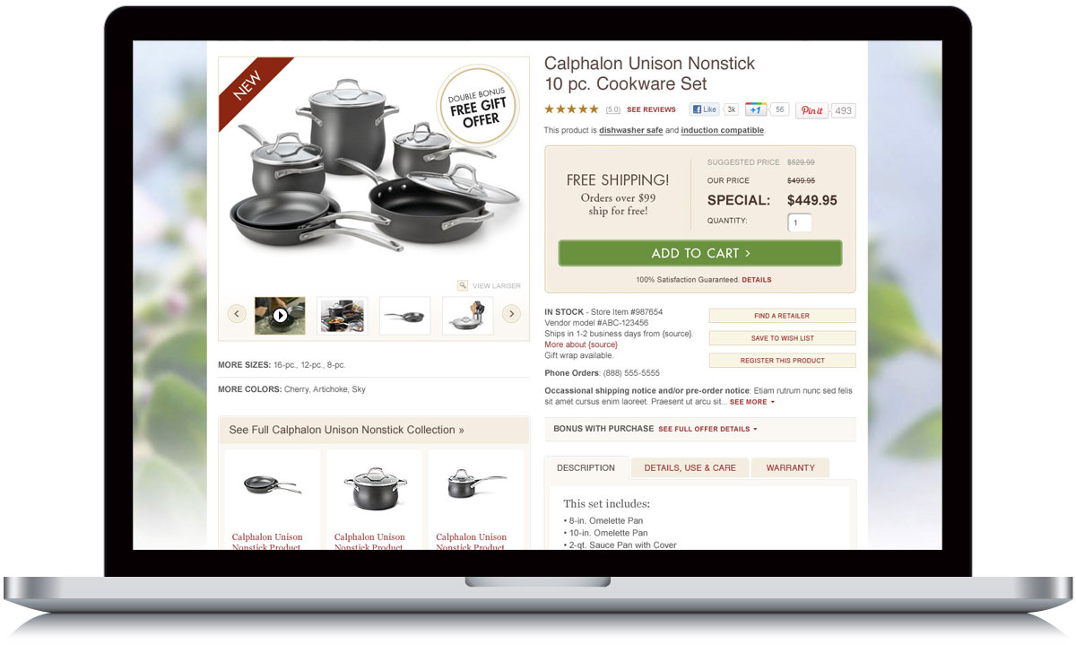 Calphalon Product Detail Page