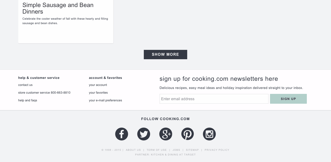 Cooking.com Recipe Homepage