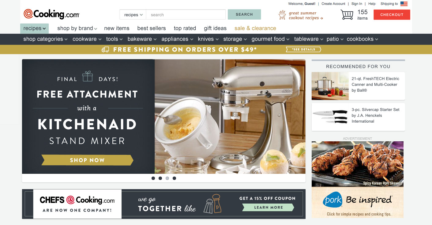 Cooking.com Shopping Homepage