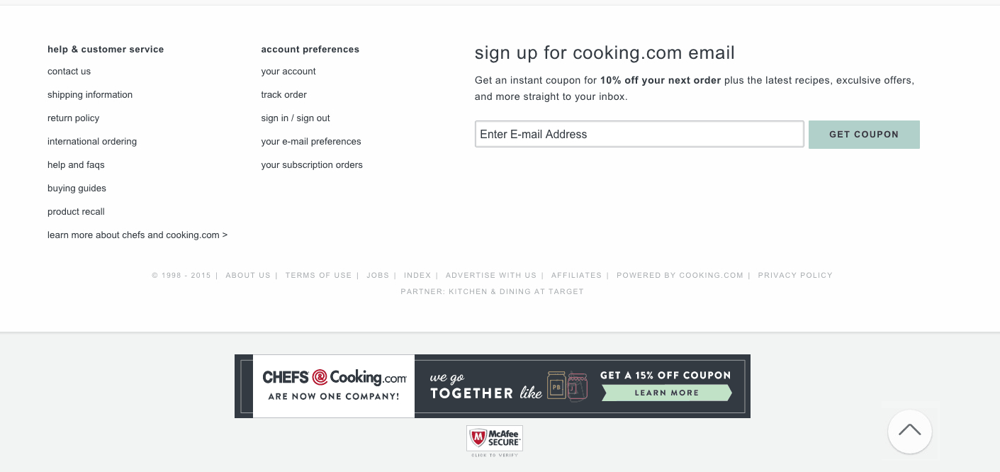 Cooking.com Shopping Homepage