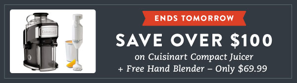 Save Over $100 on Cuisinart Compact Juicer + Free Hand Blender – Only $69.99