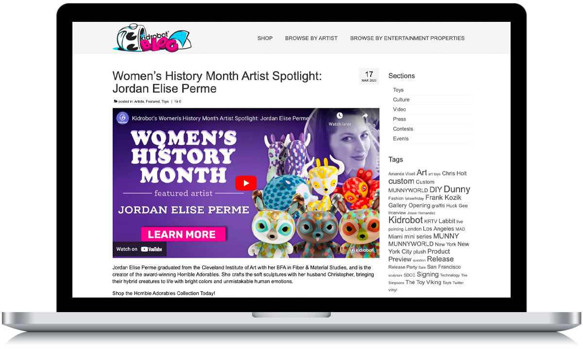 Kidrobot Website Blog Page