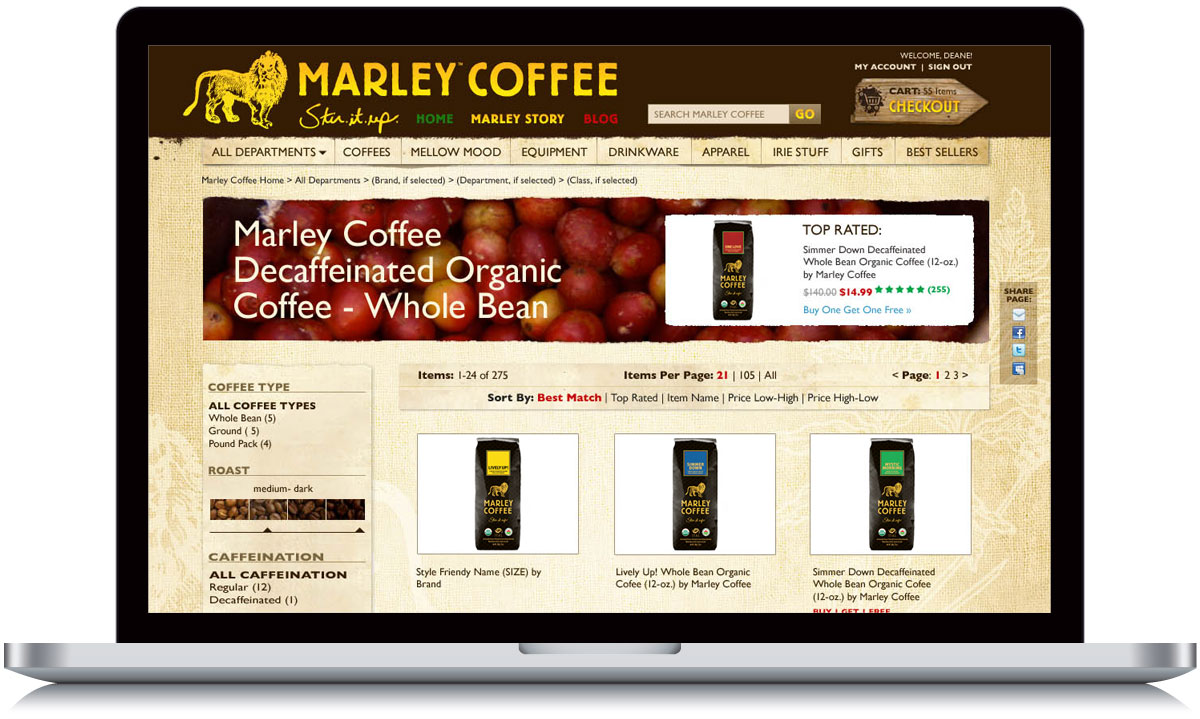 Marley Coffee Department Page