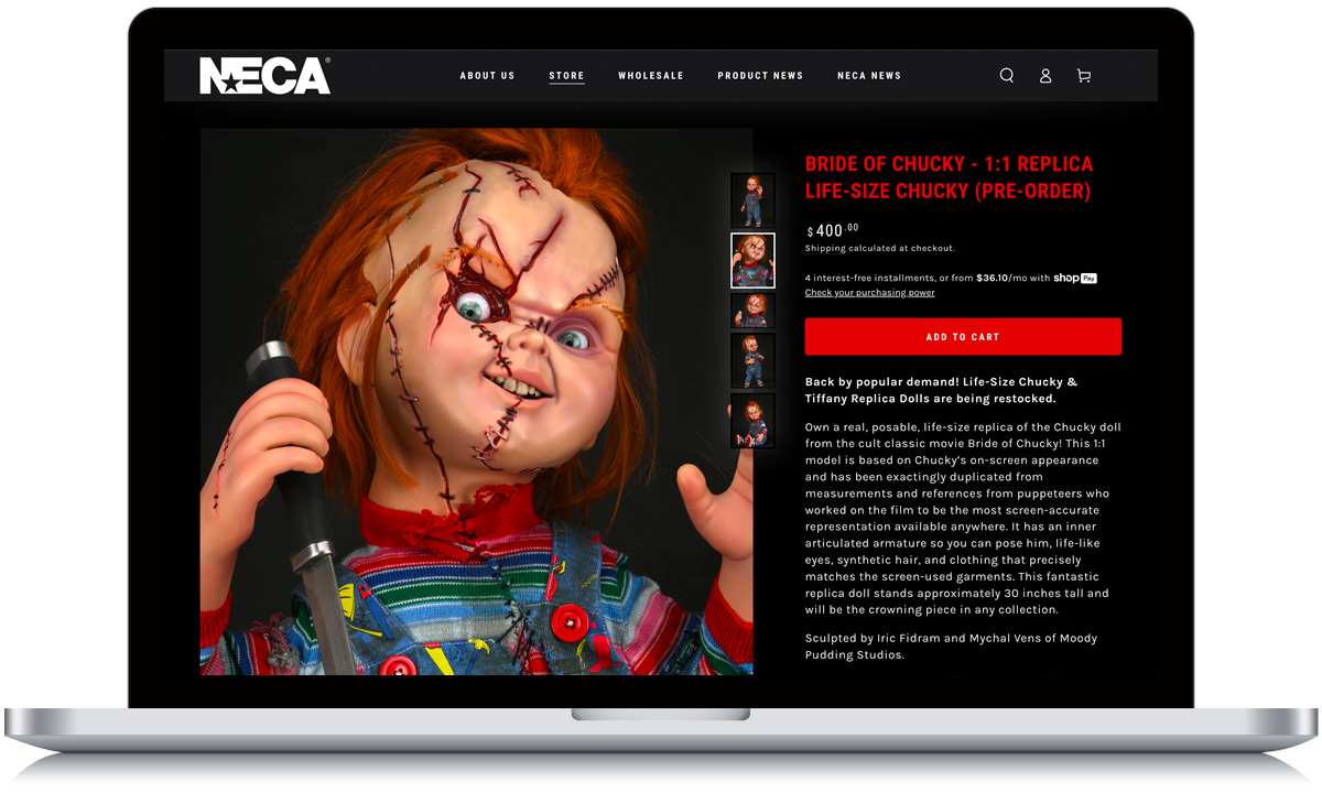 NECA Website Product Detail Page