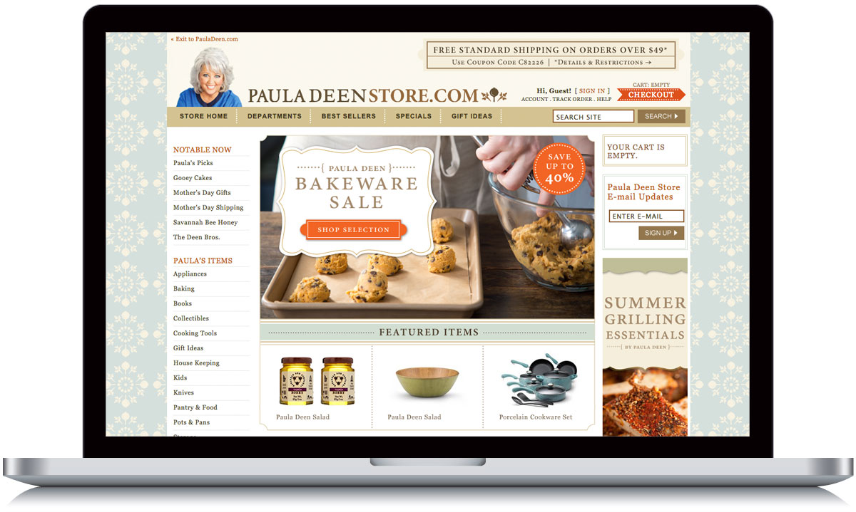 Paula Deen Store Homepage