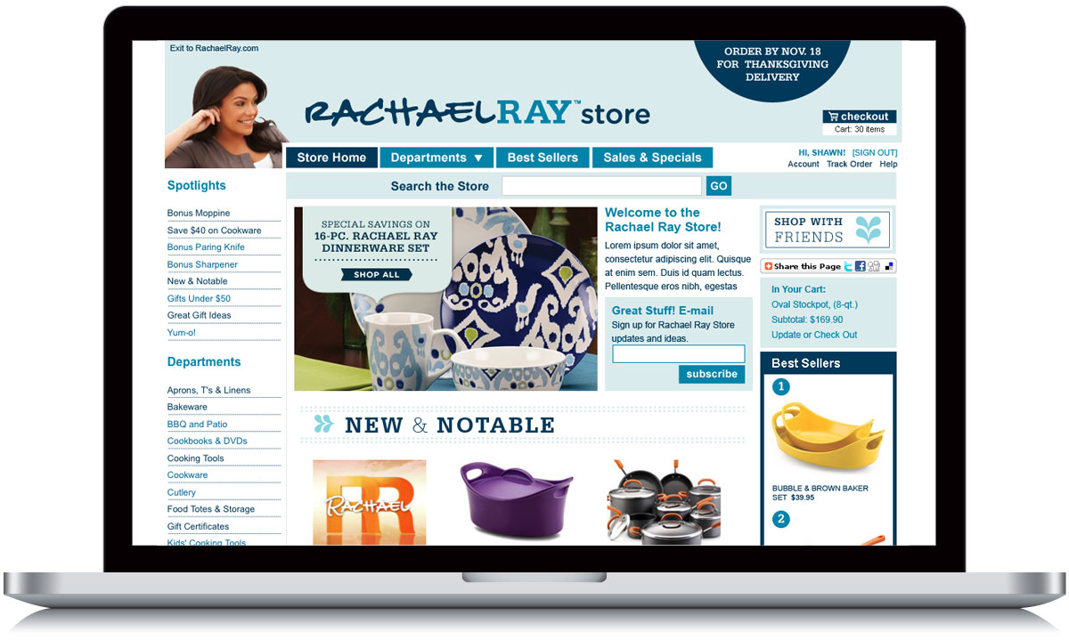 Rachael Ray Store Homepage