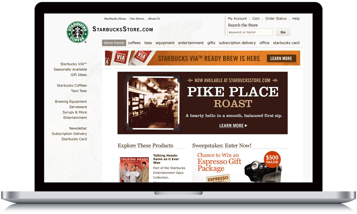 Starbucks Store Homepage