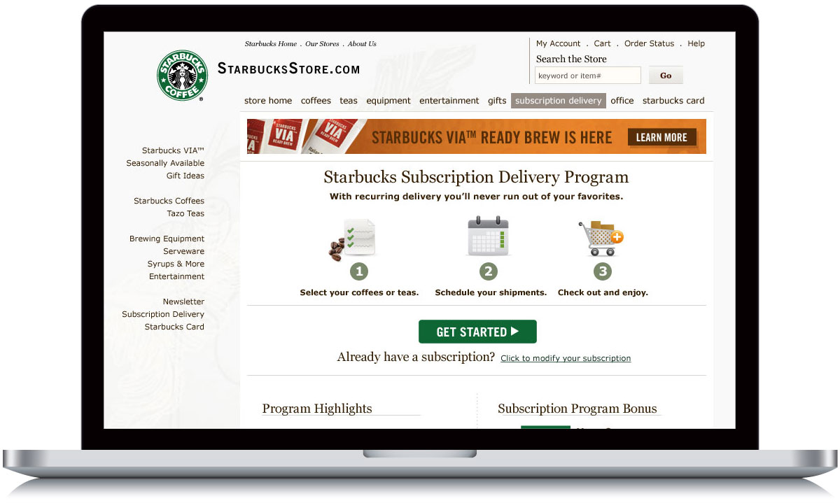 Starbucks Shop by Host Page