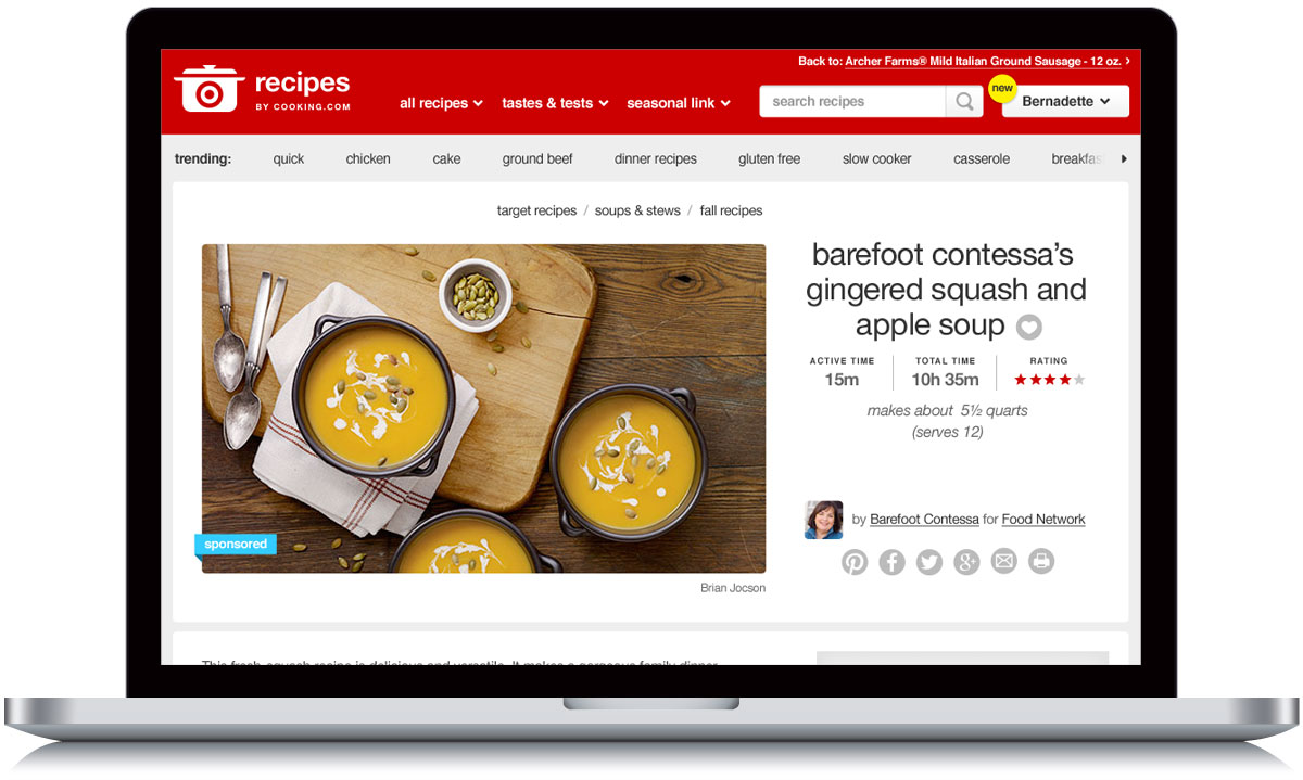 Target Recipe Detail Page
