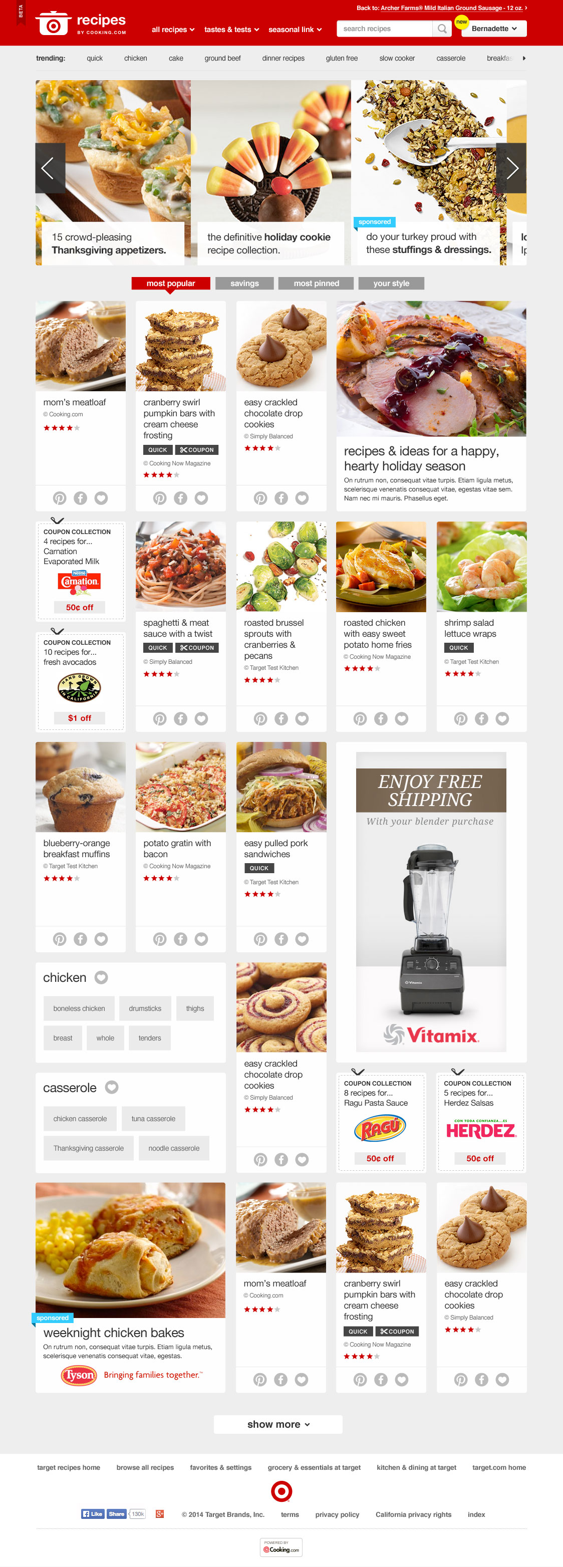 Target Reicpe Homepage
